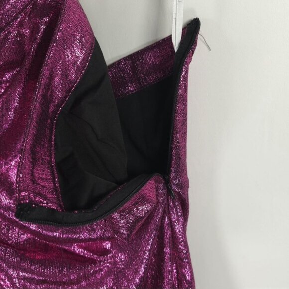 NWT‎ Lulus Dancefloor Bombshell Metallic Pink One-Shoulder Mini Dress Size M & L - Picture 10 of 14